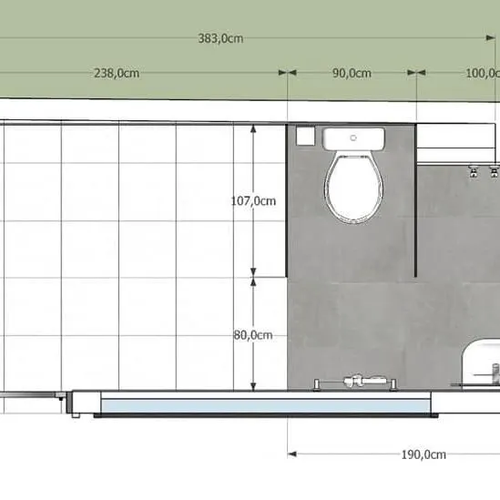 Dimensioned bathroom floor plan drawing