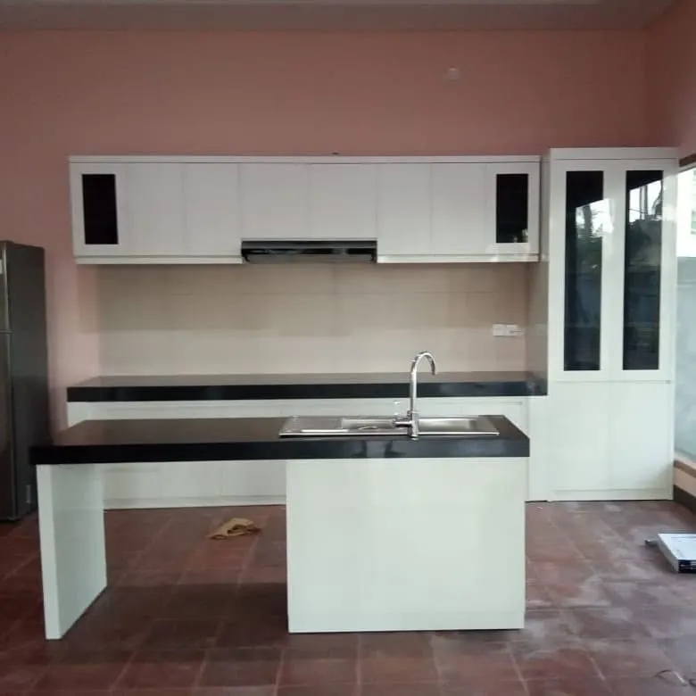 Custom kitchen with a sink cabinet and wall units