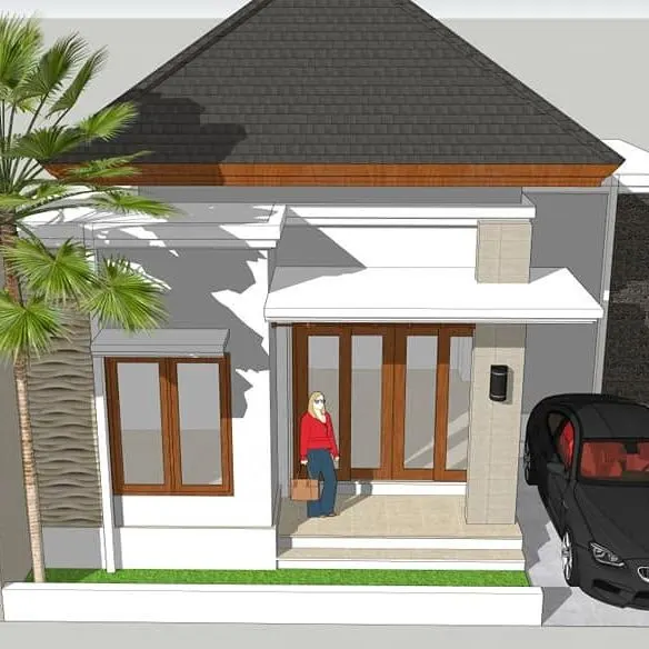 3D side view of a single-storey house design